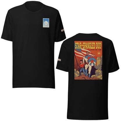 Age of Comics | Superhero Collection | Star Spangled Duo | Unisex T-shirt | Black | Front & Back Print