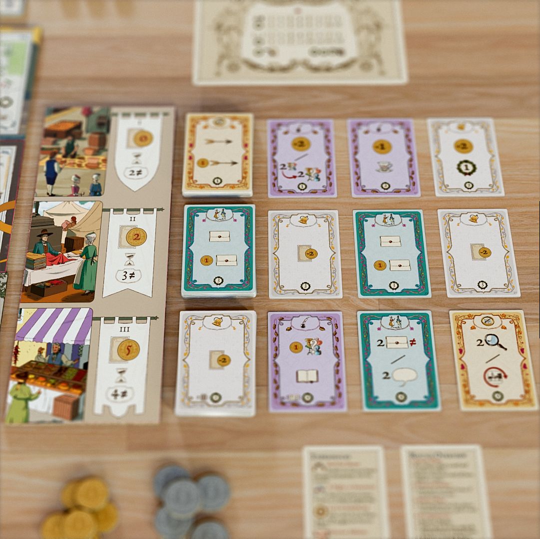 Timeless Journeys card market and game components