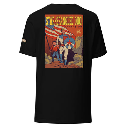 Age of Comics | Superhero Collection | Star Spangled Duo | Unisex T-shirt | Black | Front & Back Print