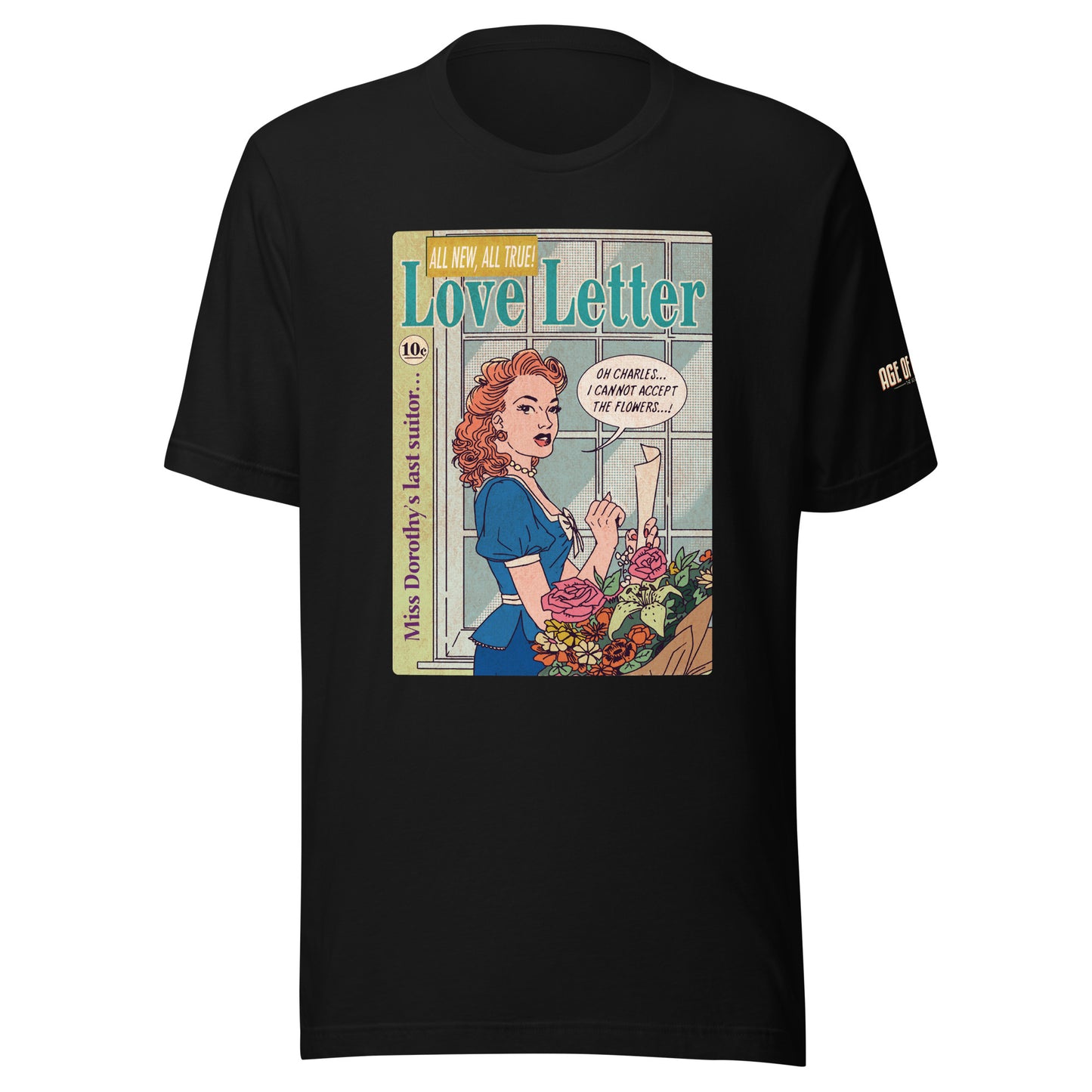 Age of Comics | Romance Collection | Love Letter | Unisex T-shirt | Black | Front Print