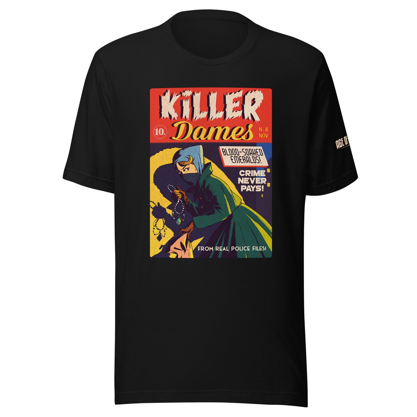 Age of Comics | Crime Collection | Killer Dames | Unisex T-shirt | Black | Front Print