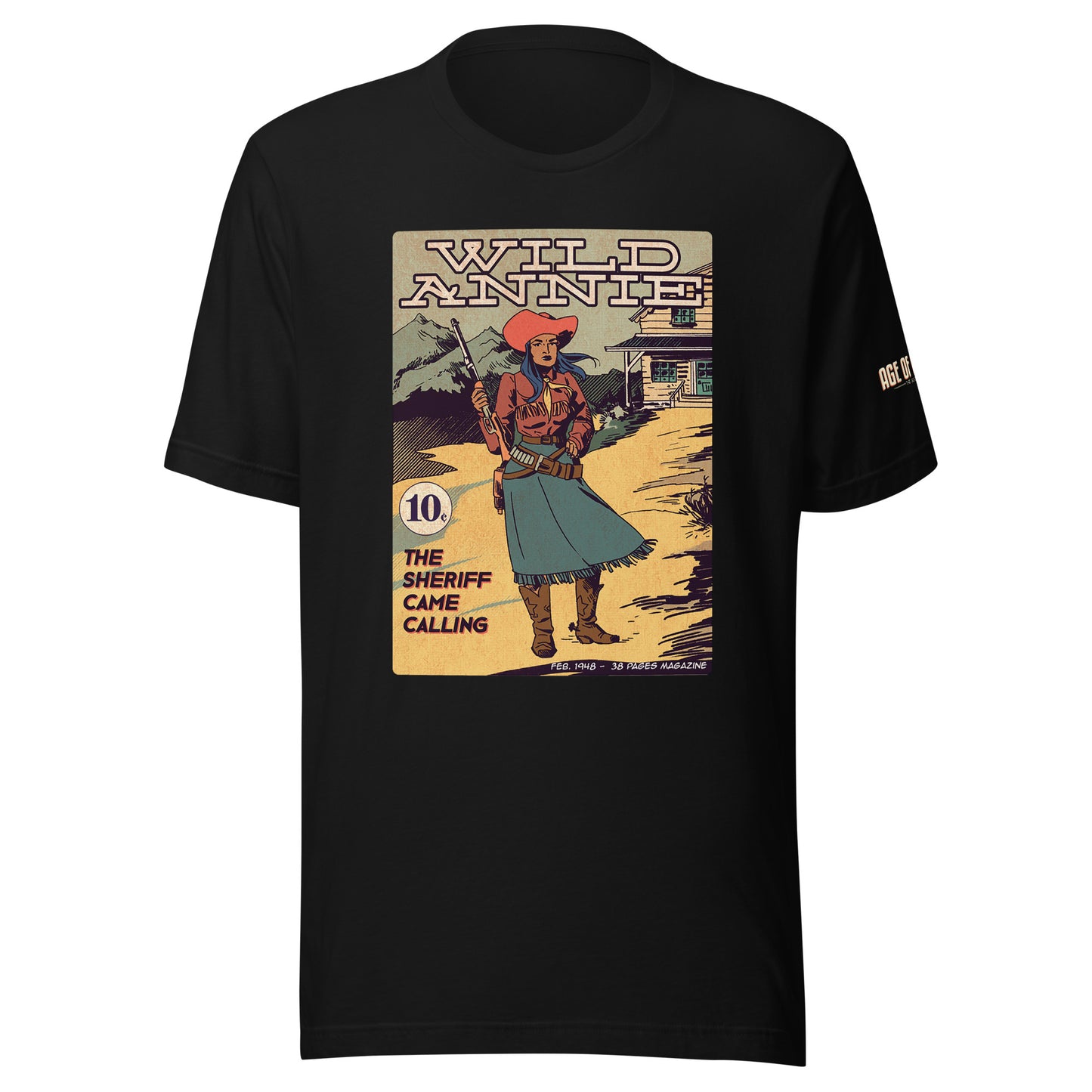 Age of Comics | Western Collection | Wild Annie | Unisex T-shirt | Black | Front Print