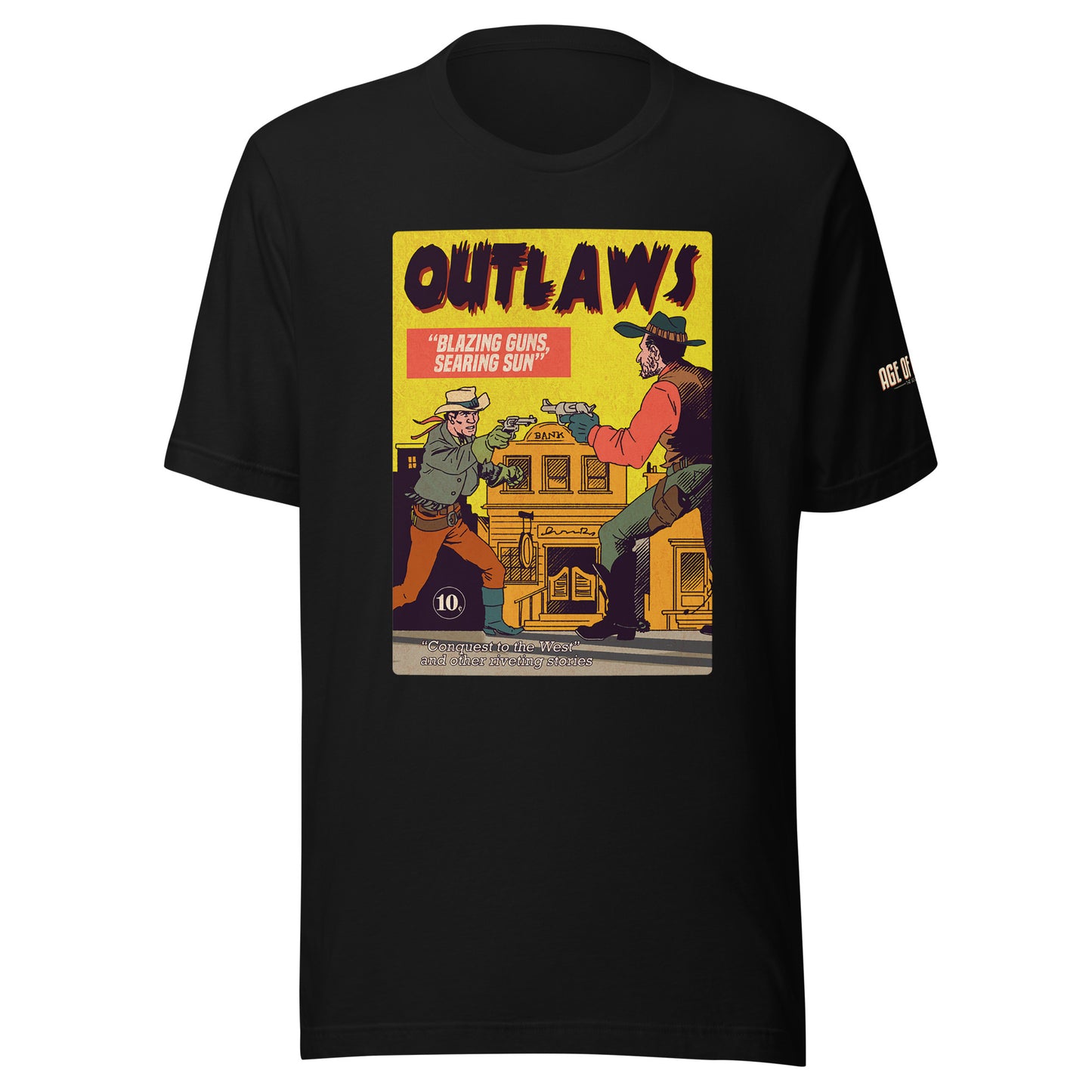 Age of Comics | Western Collection | Outlaws | Unisex T-shirt | Black | Front Print