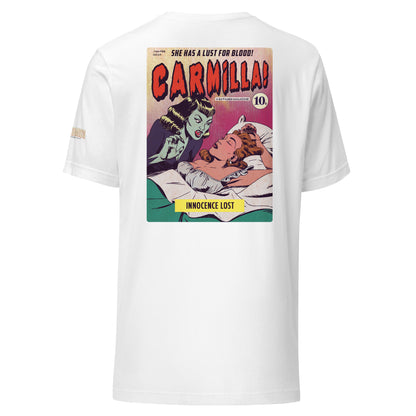 Age of Comics | Horror Collection | Carmilla | Unisex T-shirt | White | Front & Back Print
